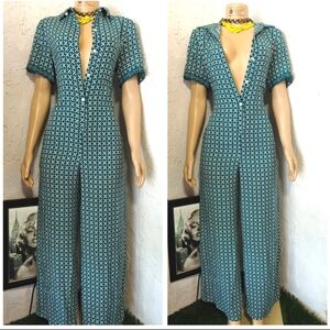 Max Studio Blue Geometric Jumpsuit
